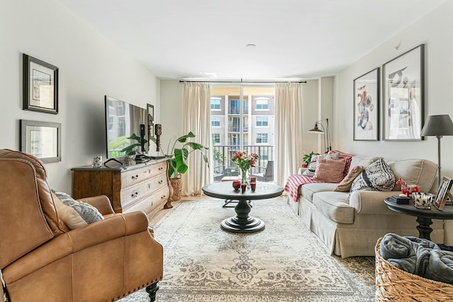 interior space with floor to ceiling windows