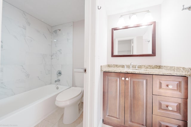 full bathroom featuring shower / washtub combination, vanity, and toilet