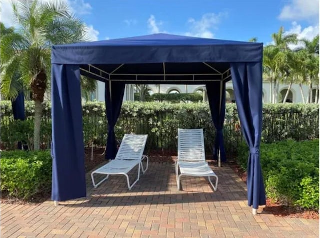 view of patio featuring a gazebo