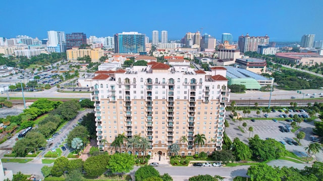 drone / aerial view with a city view