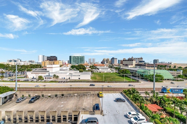 drone / aerial view with a view of city