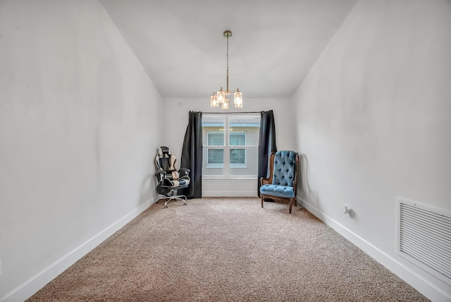5361 San Benedetto Pl, Fort Pierce, FL 34951 - unfurnished room featuring a notable chandelier, carpet, visible vents, and baseboards