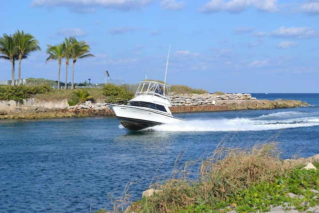 view of water feature featuring a boat dock