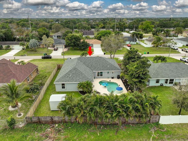 aerial view featuring a residential view