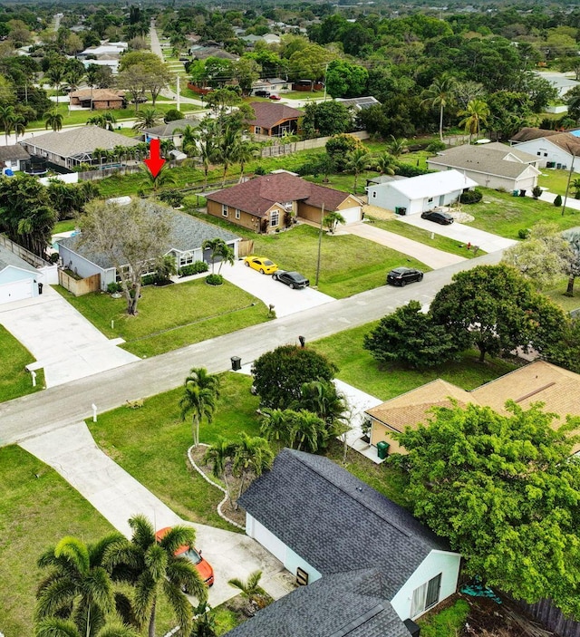 drone / aerial view with a residential view