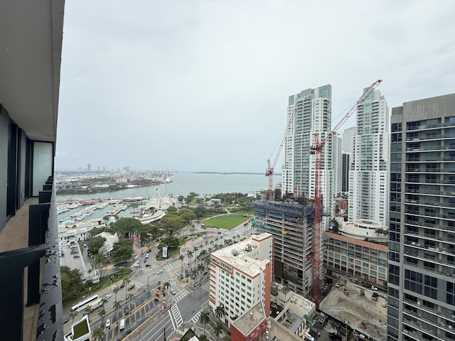 view of city with a water view