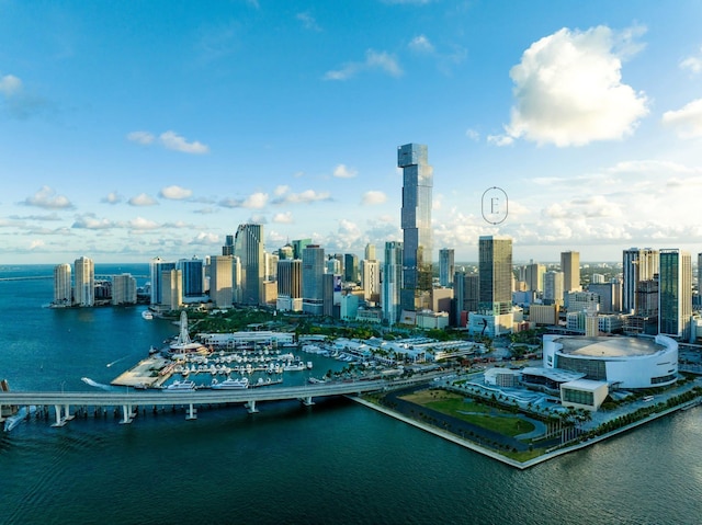 view of city with a water view