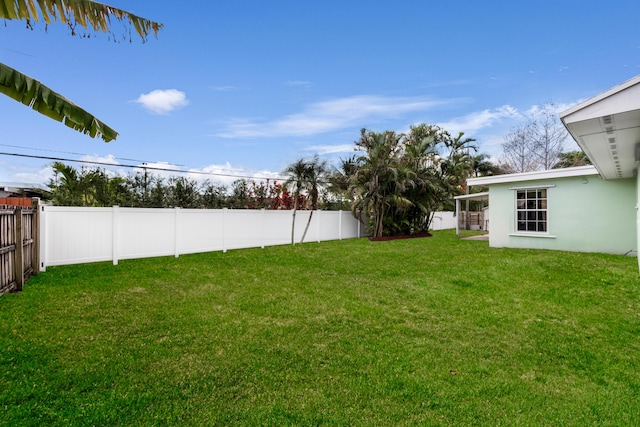 view of yard featuring a fenced backyard