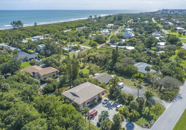 aerial view featuring a water view and a residential view