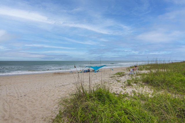 view of water feature featuring a beach view