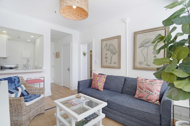 living area with light wood-style flooring