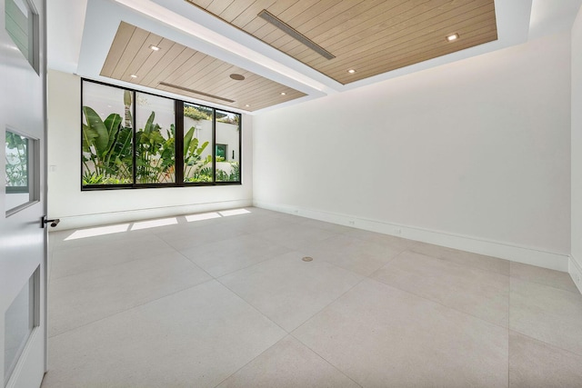 191 W Coconut Palm Rd, Boca Raton, FL 33432 - tiled spare room featuring wood ceiling and recessed lighting