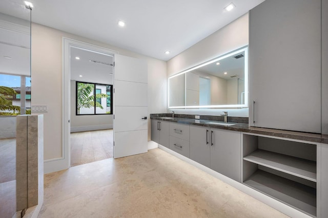 191 W Coconut Palm Rd, Boca Raton, FL 33432 - bathroom featuring double vanity and recessed lighting