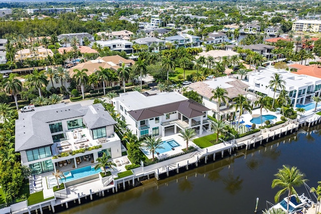 191 W Coconut Palm Rd, Boca Raton, FL 33432 - aerial perspective of suburban area featuring a pool and a large body of water