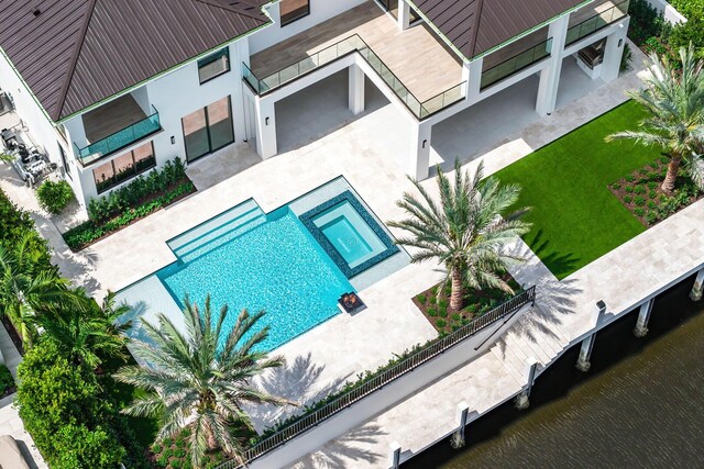 191 W Coconut Palm Rd, Boca Raton, FL 33432 - view from above of property featuring a pool area