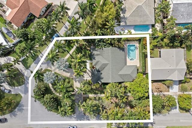 drone / aerial view with a residential view