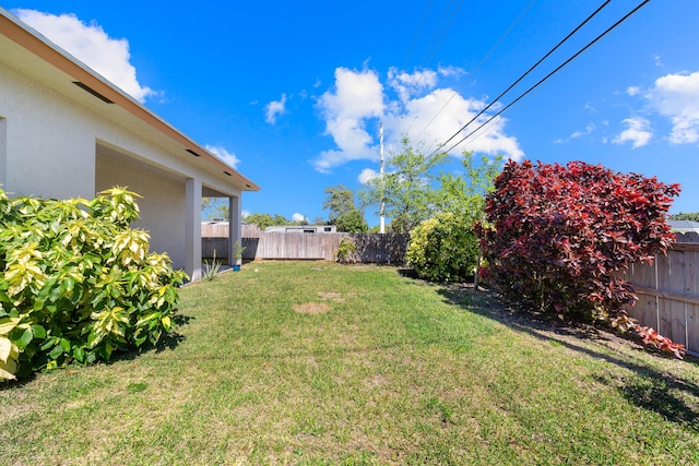 view of yard featuring a fenced backyard