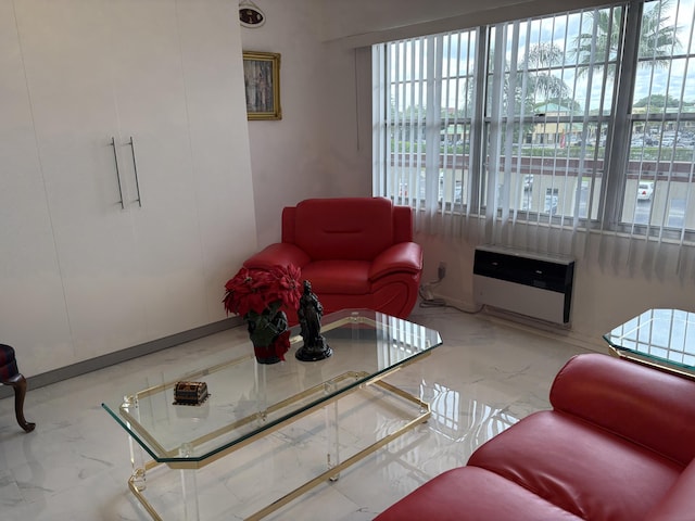 living room with marble finish floor