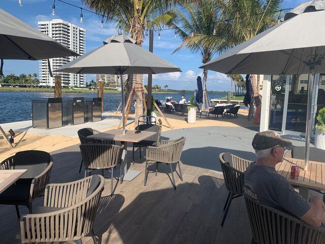 view of patio with a water view