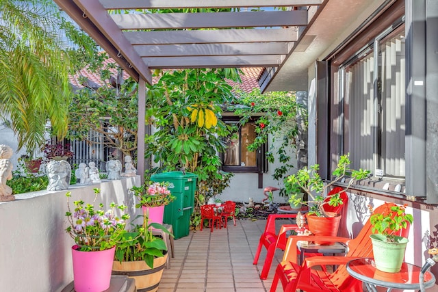 balcony with a pergola