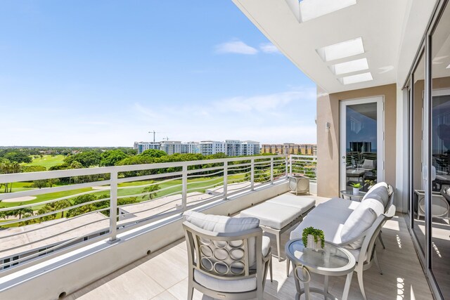 balcony with a view of city