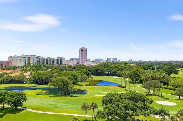 surrounding community with a view of city, a water view, and golf course view