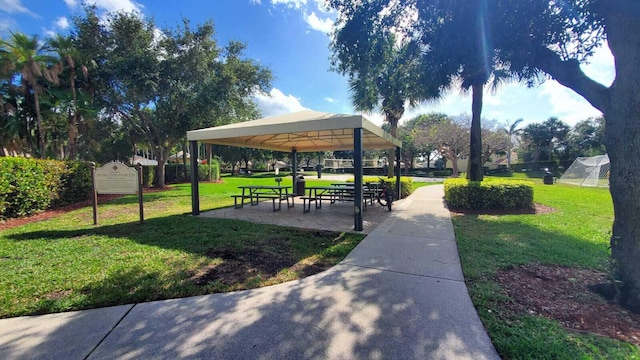 view of home's community featuring a lawn and a gazebo