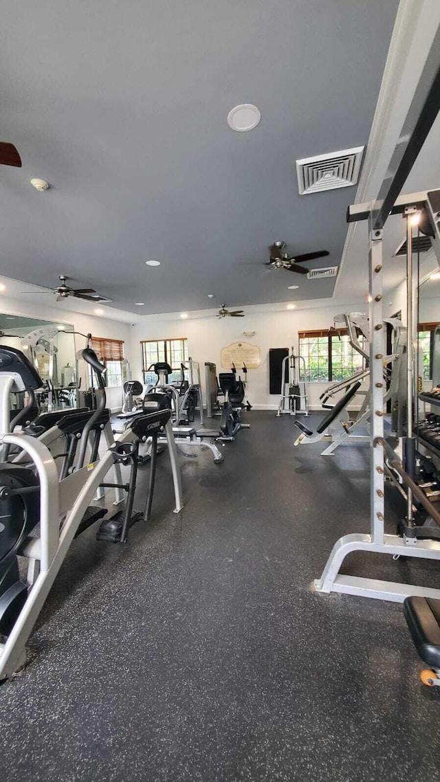 gym with plenty of natural light and visible vents