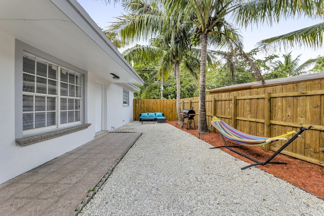 view of patio featuring a fenced backyard