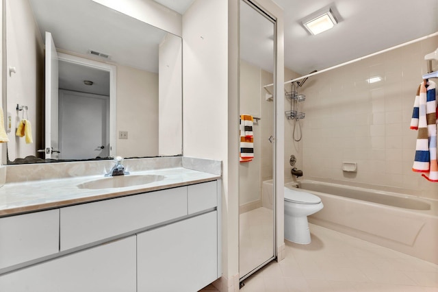 9965 NW 6th Ct, Plantation, FL 33324 - bathroom with toilet, visible vents, bathing tub / shower combination, vanity, and tile patterned floors