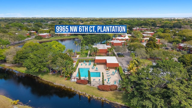 9965 NW 6th Ct, Plantation, FL 33324 - birds eye view of property featuring a water view