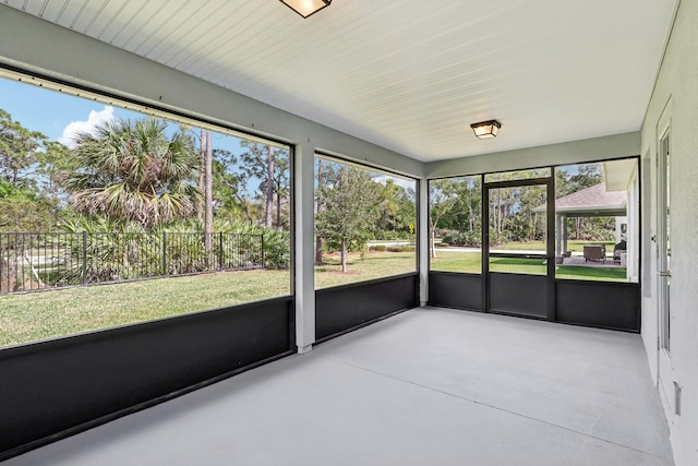 view of unfurnished sunroom