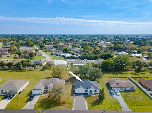 aerial view with a residential view