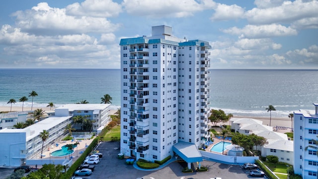 property view of water featuring a view of the beach