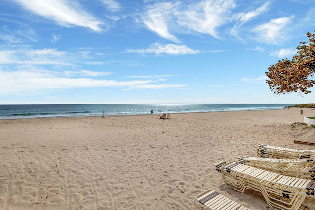 view of water feature featuring a beach view