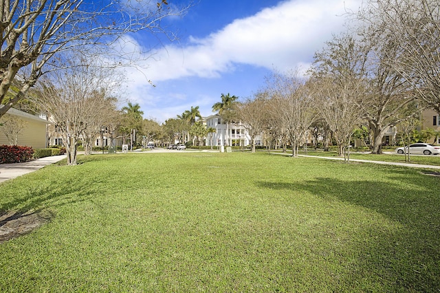 view of property's community featuring a lawn and a residential view