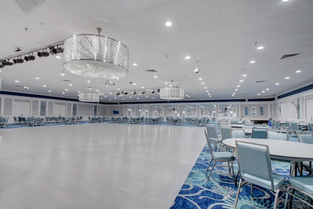 dining room with recessed lighting and visible vents