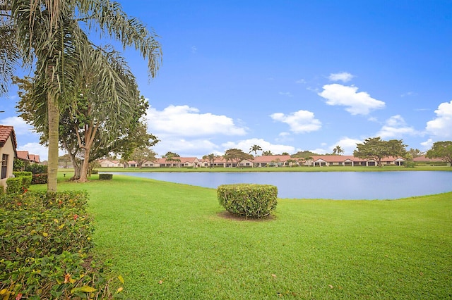 view of water feature with a residential view