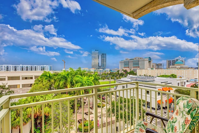 balcony with a view of city