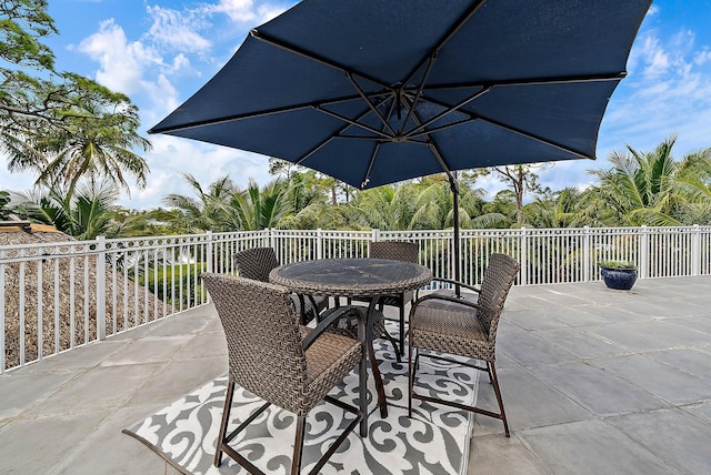 view of patio featuring outdoor dining space