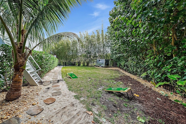 view of yard featuring fence