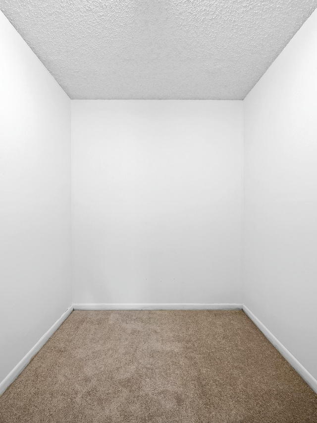 spare room with baseboards, carpet floors, and a textured ceiling