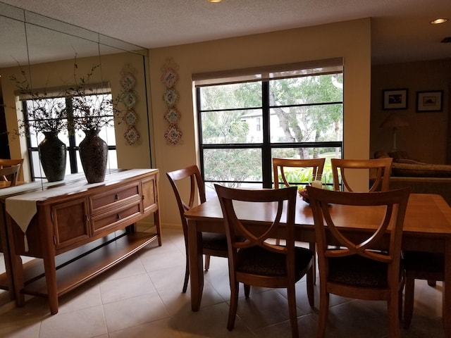 dining area featuring a textured ceiling