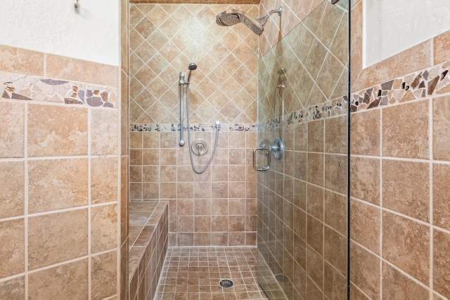 full bathroom featuring a shower stall