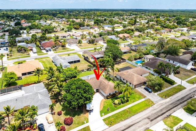 drone / aerial view with a residential view