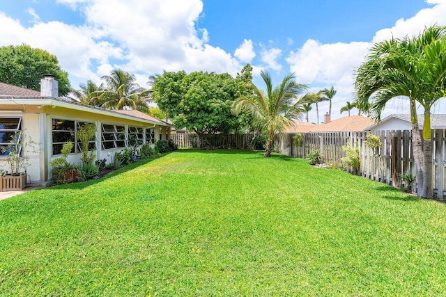view of yard featuring a fenced backyard