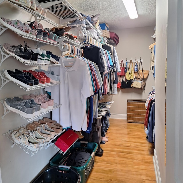 walk in closet featuring wood finished floors