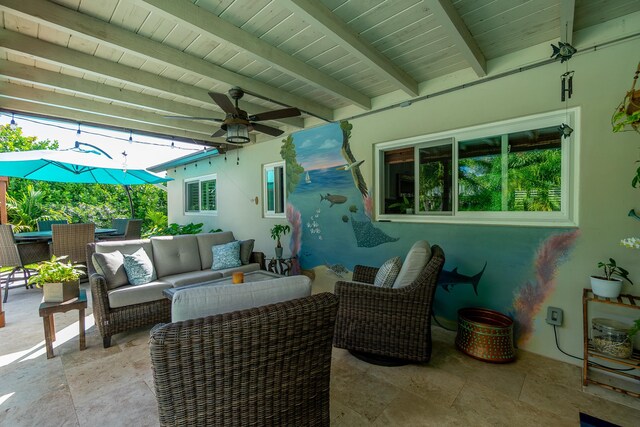 view of patio / terrace with outdoor lounge area and ceiling fan