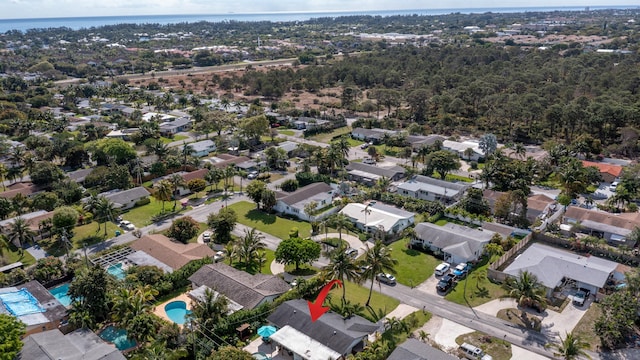 aerial view with a residential view