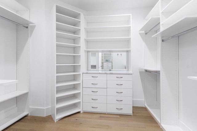 walk in closet featuring light wood finished floors